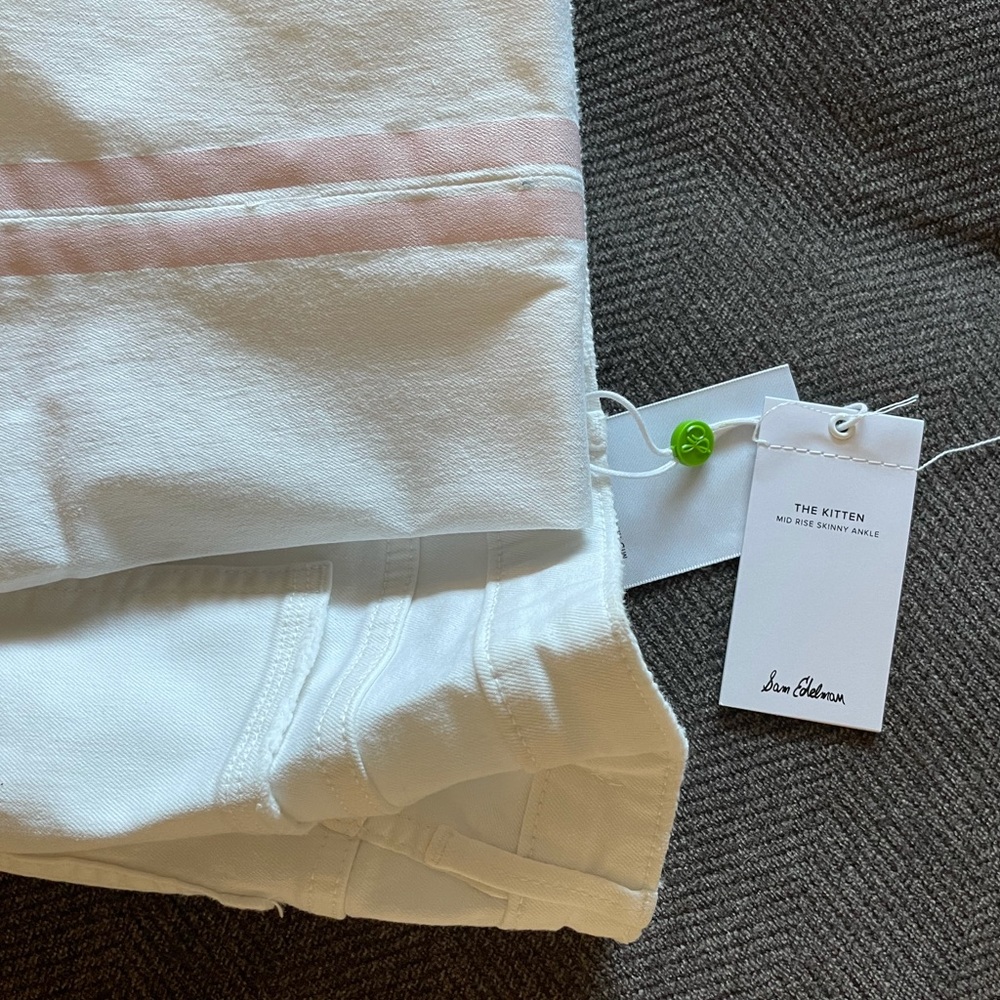Edelman Pink Stripe Frayed Ankle Skinny Jeans 30 - Picture 14 of 15